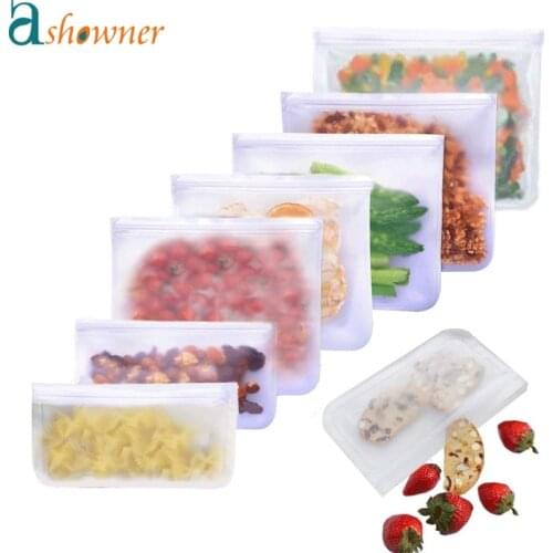 Reusable Fruit And Vegetable Food Storage Fresh-keeping Bag Sandwich With Seal Storage Pocket Kitchen Translucent Plastic Bag