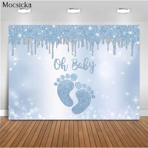 Mocsicka Oh Baby Background Starlight Feet Scene Decoration Style Baby Shower Photo Background Photography Banner