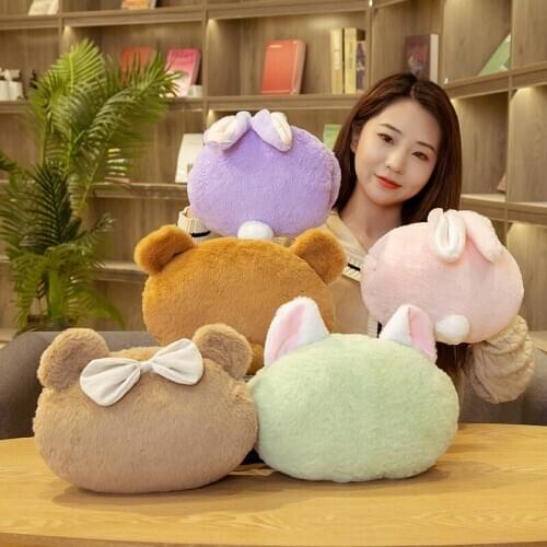 Hot Nice Huggable 1pc 30x25cm Cute Teddy Bear Plush Pillow Rabbit Cat Hand Warme Cartoon Animal Sofa Cushion Stuffed Kids Toys