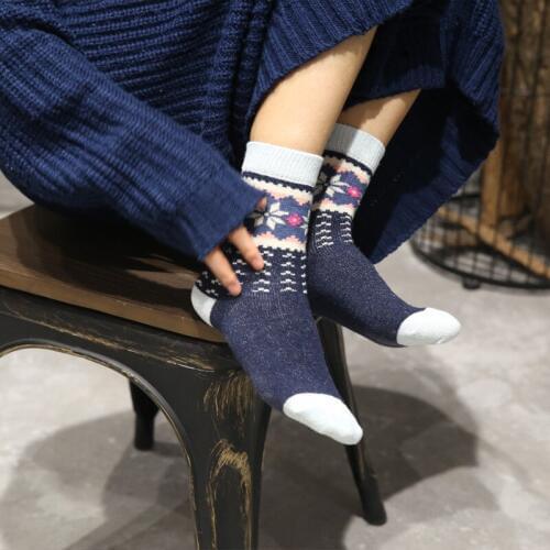 Big Sales Fashion 100% Cotton Wool Womens Socks Flower Style Cute Socks Soft Attractive Comfortable Womens Socks