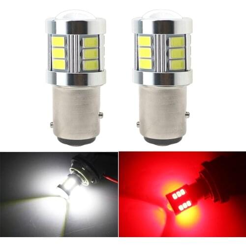 NHAUTP 2Pcs 12-24V 1157 LED Bulbs High Quality BAY15D P21/5W LED Car Brake Lights Auto Parking Lamp 5630 18-SMD White/Red
