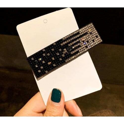 New Twinkle Colorful Square Snap Bobby Pin Rhinestone Shiny Barrette Bang Large Hair Clip Hair Accessories for Dating Headwear