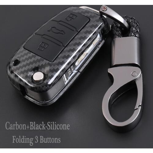 New Styling Carbon fiber Flip Silicone Key Protect Cover Case Shell For Audi R8 A1 A3 A4 A5 A6 A7 A8 Q3 Q5 Q7 C5 C6 A4L A6L