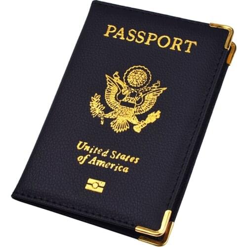 USA America Passport Covers Holder Women Men Business PU Leather ID Bank Card Protector Wallet Purse Case Travel Accessories