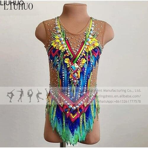 Figure Skating Wear Girls Women Elegant Muti Blank Rhythmic Leotard Competition Performance Dance Adult Dresses