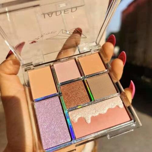 3-in-one Eyeshadow Palette Blush Highlighter Makeup Palettes 7- Color Eye Shadow Natural Face Makeup Eye Pigment Cosmetics TSLM1