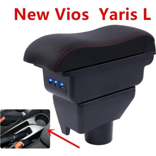 For Toyota Yaris L New Vios armrest box central Store content Storage box with cup holder ashtray USB interface 2014-2017