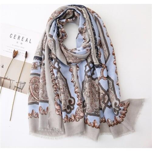 Scarf Women Retro Baroque French Cotton Thin Scarf Autumn and Winter New Style European and American Style Shawl