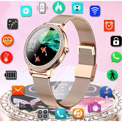 Luxury Diamond Women Smart Watch 2021 Ladies Smartwatch IP68 Waterproof Fitness Bracelet Watch Steel Clock For Women Smart-Watch