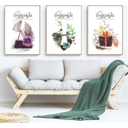 Modern Watercolor Plant Colorful Flower Poster Canvas Print Painting Wall Art Living Room Home Decoration