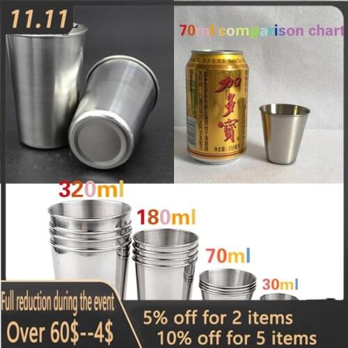 30-320ml Drinking Glass Stainless Steel Shot Glasses Cups Wine Beer Whiskey Mugs Outdoor Home White Spirit Cup tea Milk Mugs