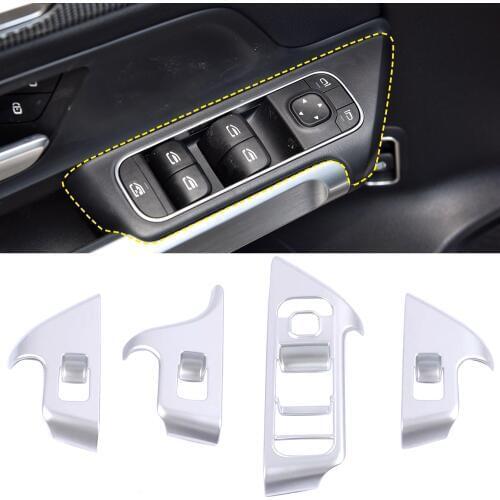 Car Styling 4PCS ABS Interior Window Switch Lift Cover Trim for Mercedes-Benz GLB Class 2019 2020 accessories Left Hand Drive