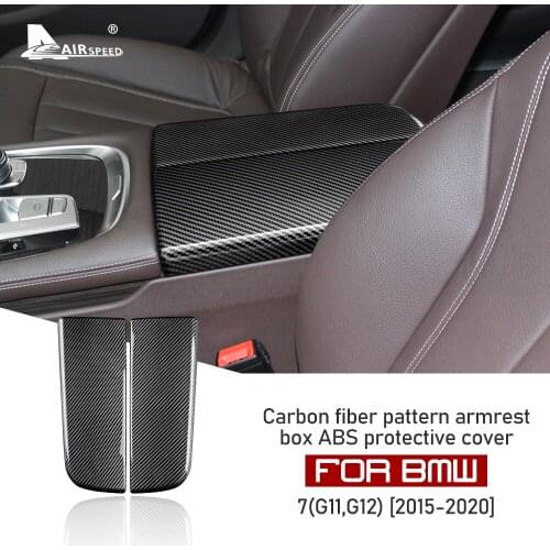 ABS Carbon Fiber Texture for BMW 7 Series G11 G12 2015-2020 Accessories Interior Trim Car Armrest Storage Box Protective Cover