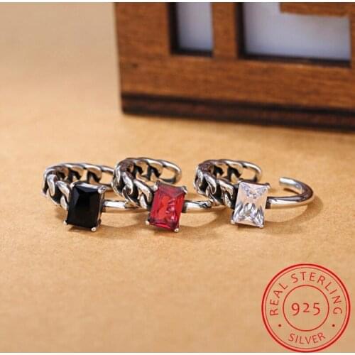 Tricolor 925 Sterling Silver Opening Rings Zirconia Irregular Twisted Chain Model Thai Silver Ring For Women bague S-R125