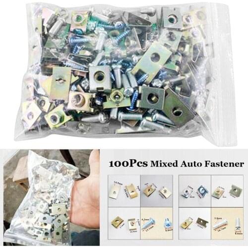 100pcs U-Type Mixed Metal Car Accessories Vehicle Door Panel Screw Fastener Clip gasket clip auto fastener u-type gasket clip