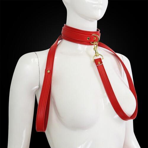 Adult BDSM Bondage Neck Collar With Leash PU Leather Fetish Slave Harness Choker Necklace Restraints Sex Products For Women Men