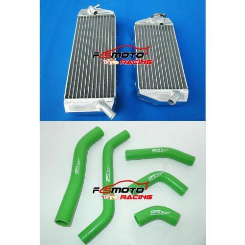 GREEN Hose + Alu Radiator For Kawasaki KLX450 KLX450R KLX450A8F KLX 450 R A8F/R 2008 2009 08 09