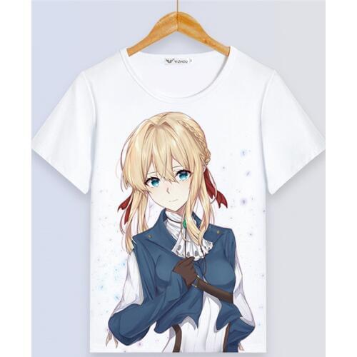 Violet Evergarden Cosplay Harajuku T shirt Women Kwaii Summer Tops Cartoon Short Sleeve Tee Shirt Streetwear Couple Clothes