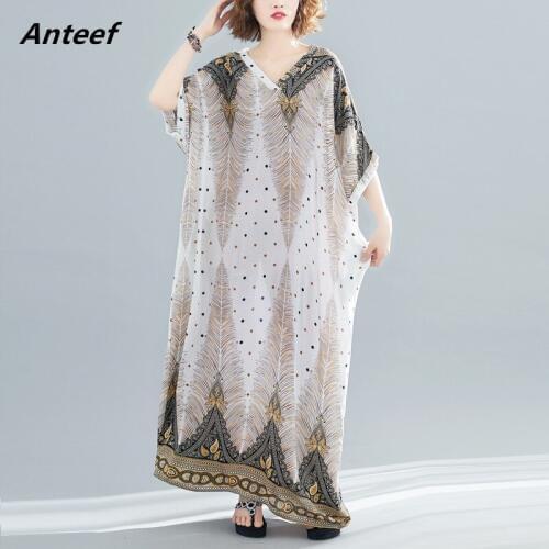 Cotton linen plus size vintage floral women casual loose maxi long summer dress elegant clothes 2021 ladies dresses sundress