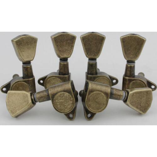 1 Set Guitar Machine Heads Tuners Trapezium Button Antique Brass