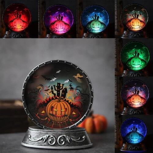12*5*13 Happy Halloween Decoration Halloween Pumpkin Night Light Craft Copper Mirror Lamp LED Pumpkin Table Light Ornament