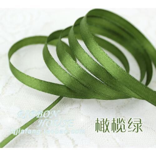 25 yards/roll ) 1/4"6mm Army Green Single face satin ribbon webbing decorationgift Christmas ribbons Sewing Fabric Hand DIY