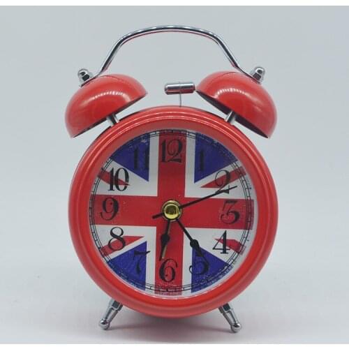 3 Inch The Flag style ring bell clock Metal Alarm Clock Creative Lazy clock With Backlight