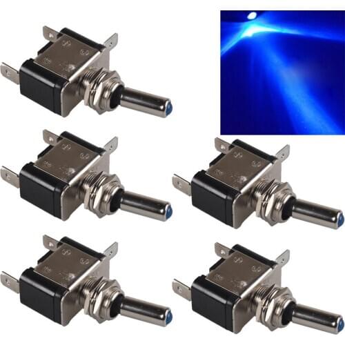 5Pcs 12V 20A Blue red white yellow green LED Light Rocker Toggle Switch SPST ON/OFF Car Motor Sales