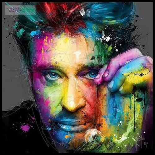 Diamond Embroidery 5D DIY Diamond Painting Rhinestones pictures of French Elvis Colorful Johnny Hallyday Cross Stitch NEW1005