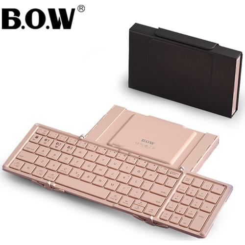 B.O.W Pocket Keyboard Bluetooth, Multi-Device Connected and Premium Aluminum Alloy Case Folded Keyboards for Phone / Tablet