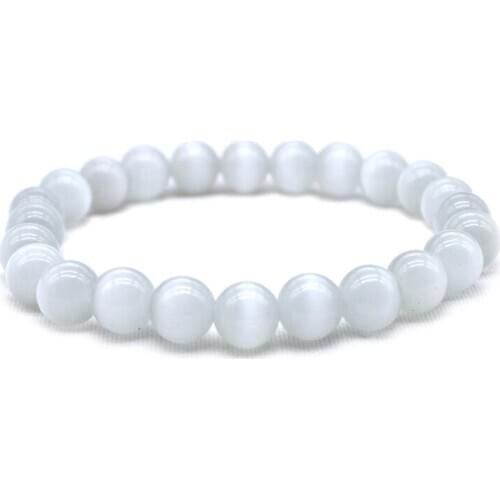 Natural Stone Cat Eye Elastic Rope Charms Bracelet Round Beaded Bracelet 6MM 8MM 10MM 12MM for Women Men Gift Opal Bracelet