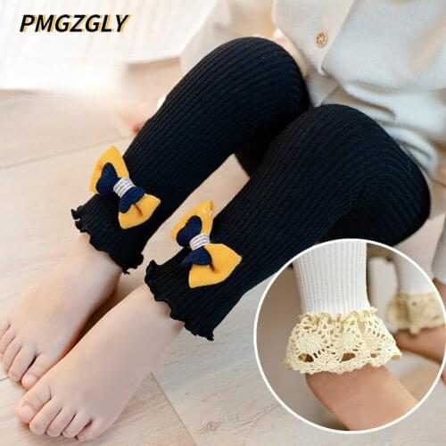 Kids Leggings For Girls Spring Summer Bow Trousers For Children Flower Skinny Pencil Pants Fashion Girls Soft Leggings