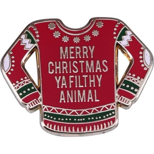 Classic Christmas sweater with glitter brooch Home Alone movie fans fun retro collection