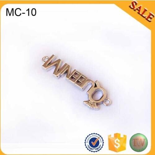 MC10 fashion custom letter shape clothing tag engraved metal jewelry hang tag with brand logo
