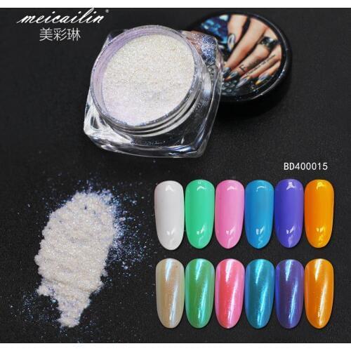 Meicailin 1pcs Shiny Chrome Neon Nail Glitter Powder Unicorn Pigment Manicure Ombre Gradient Nail Dust Mermaid Powders Nailart