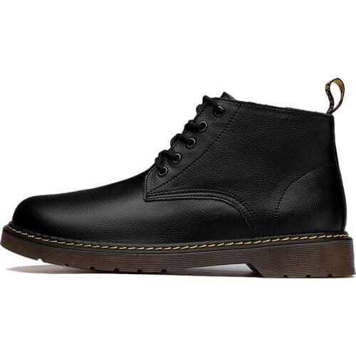 Mens round-bottomed boots Gaotong Martin boots to help men fall in new tooling boots male British style black leather boots tac