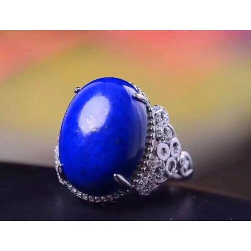 Man Ring Natural And Real Lapis Ring Big Stone 925 sterling silver Wholesales Fine jewelry Natural Lapis Man Ring 13*18mm