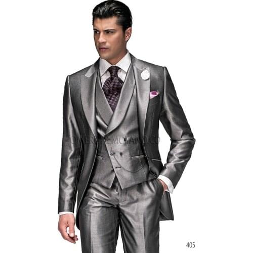 Latest Design Mens Suits Groom Tuxedos Groomsmen Wedding Party Dinner Best Man Suits Blazer (Jacket+Pants+Vest+Tie) NO:852