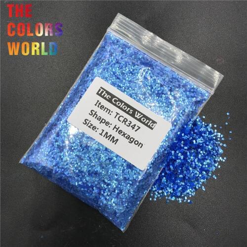 TCR347 Iridescent Rainbow Sky Blue Hexagon Shape Nails Glitter Nail Art Decoration Makeup Tattoo Crafts Tumbler DIY Accessories