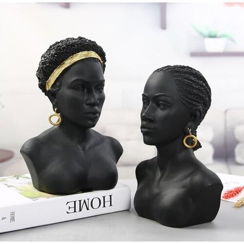 Simple African Character Avatar Resin Crafts Ornaments Creative Jewelry Stand Mannequin Earring Necklace Display Stand Shop Deco