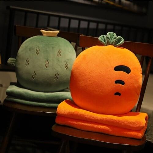 Drop Shipping Fruit Cushion Blanket Throw Pillow Living Room Soft Cushion Sofa Pillow Office Bar Chair 2 in 1