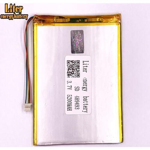 Plug 1.0-5P 3.7v 489493 459595 5200mah Polymer Lithium Li-Po Rechargeable Battery For MP5 GPS DVD E-book Tablet PC video gamey