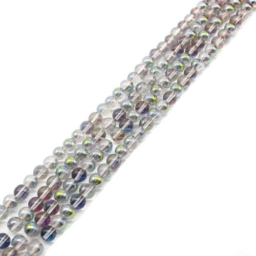 Multicolour Transparent Crystal Quartz Clear Glass Beads For Jewelry Making Smooth Round Beads 6/8/10/12mm 15" Strand
