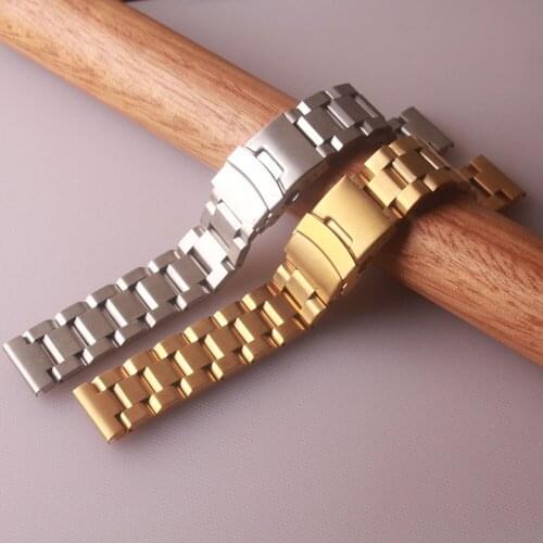 Wrist Belt Bracelet Luxury 18 20 22 24mm Solid Link Stainless Steel Watchband new Folding Safety clasp Watches Strap Replacement