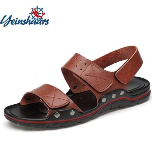 Men Sandals Leather Summer Beach Shoes Mens Sandal Shoes Soft Bottom Male Roman Comfortable Outdoor Sneakers Big Size 39-50