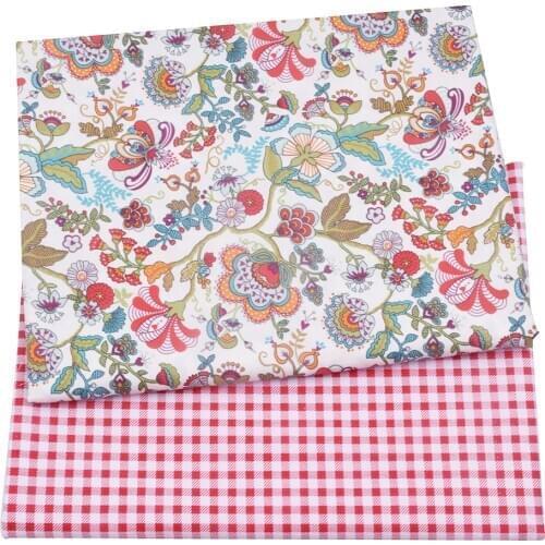 Red Floral Printed 100% Cotton Twill Fabric For Baby Child, Sewing Quilting Bed Sheet Fabric Handmade Patchwork Cloth