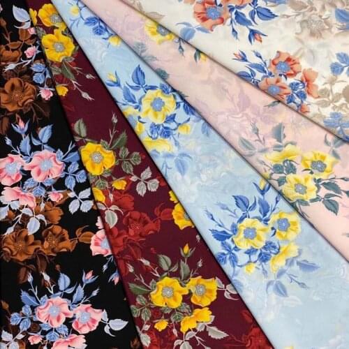 Flower Stretchy Chiffon Polyester Chiffon Dress Fabric Dress Fabric Printed Chiffon 1 Yard