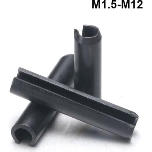 M1.5 M2 M2.5 M3 M4 M5 M6 M8 M10 M12 Black Carbon Steel Slotted Spring Pins Elastic Spring Cotter Split Pin For Locating