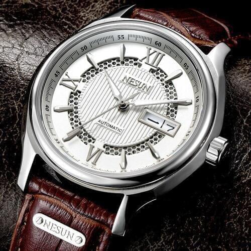 Switzerland Nesun Japan NH36A Automatic Movement Watch Men Luxury Brand Mens Watches Sapphire Genuine Leather N9205-3