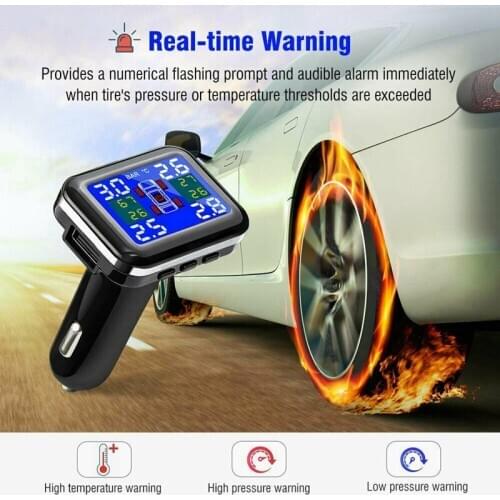 Car Tire Pressure Monitor System Wireless TPMS Car Tire Pressure Alarm Monitor System 4 External Sensor